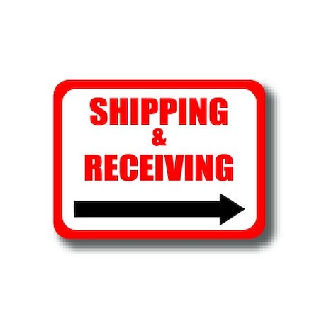 Ergomat 12in x 9in RECTANGLE SIGNS - Shipping & Receiving Right Arrow DSV-SIGN 108 #0341R -UEN